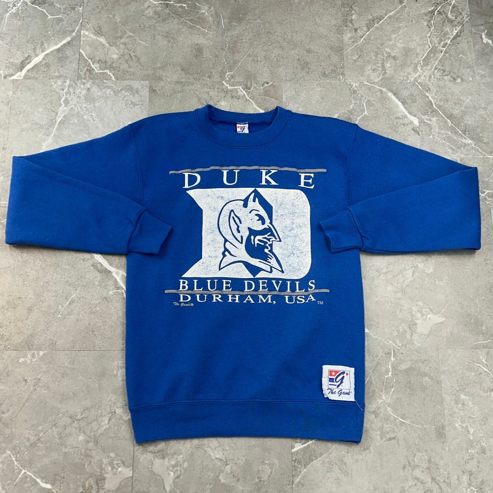 90s Vintage Duke Blue Devils Sweatshirt Mens Large Pullover Crewneck Split Bar